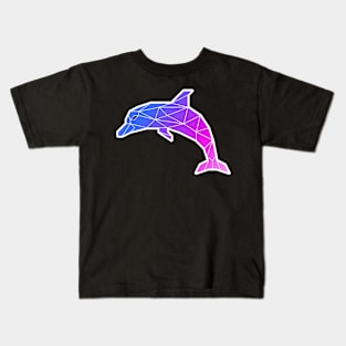 Dolphin in Low Poly with Blue and Pink Gradient Kids T-Shirt